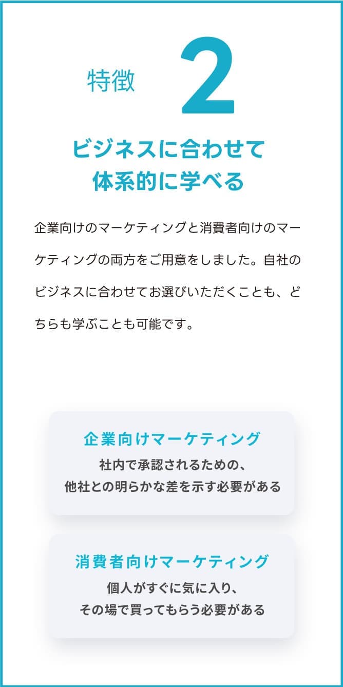 特徴2:ビジネスに合わせて体系的に学べる
